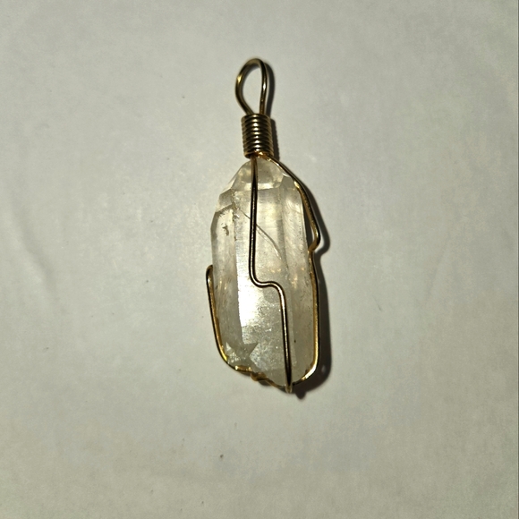 Wire Wrapped Clear Quartz Pendant - Picture 1 of 5